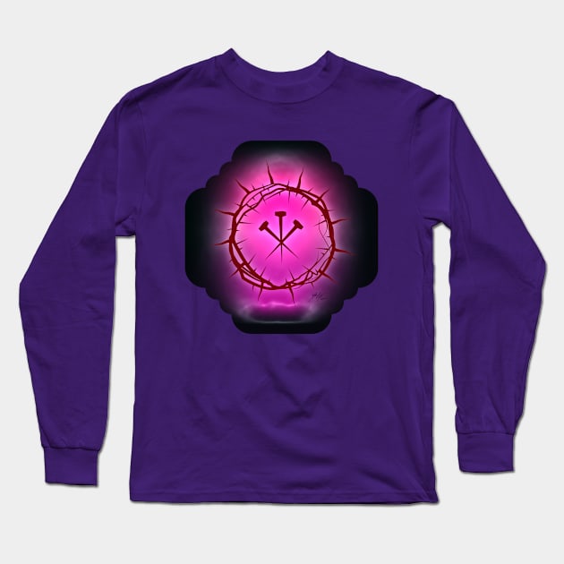 Crown of Thorns Purple Long Sleeve T-Shirt by MikeCottoArt